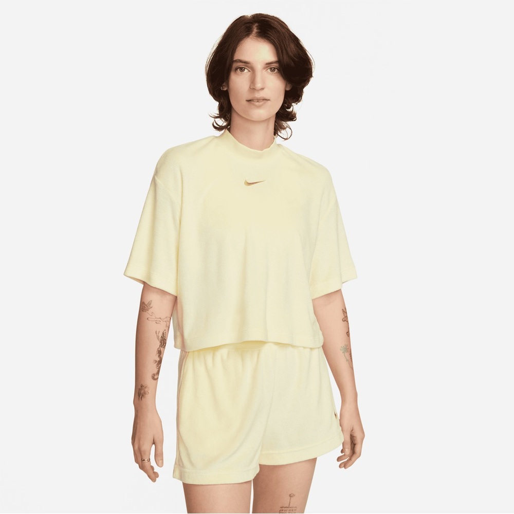 Nike Women’s Terry Cropped Top - Large - Yellow - Brand New
